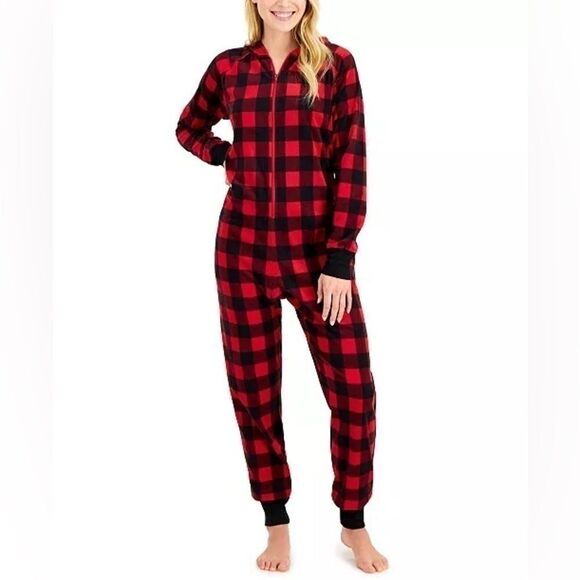 FAMILY Pajamas Matching Womens 1-PC. Red Check Printed Family Pajamas, Holiday - Picture 1 of 10